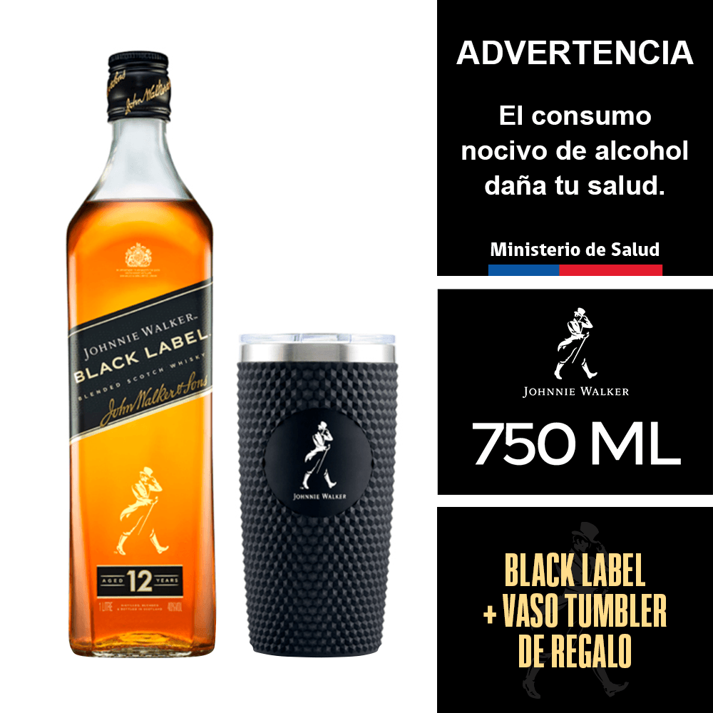 WHISKY JOHNNIE WALKER BLACK LABEL 12 AÑOS 750 ML