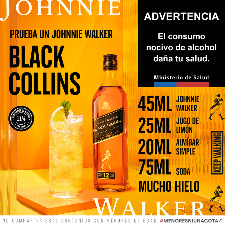 WHISKY JOHNNIE WALKER BLACK LABEL 12 AÑOS 750 ML